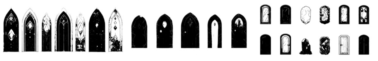 Leinwandbilder - Medieval gaming banners and cartoon modern sets feature coats of arms, gemstones, patterns, plates, frames, heraldry, and icons as arcade assets isolated on a white background