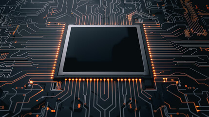 Poster - the core of technology: a close-up shot of a high-tech central processing unit (cpu) on a circuit bo