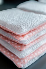 Poster - A stack of pink and white cloths on a table, great for decorating or gift wrapping