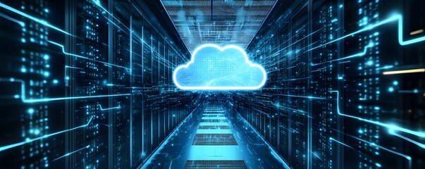 Poster - Cloud computing data storage representing server room technology