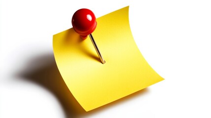 Poster - Yellow sticky note with a red pin on it