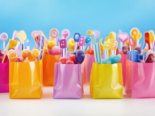 Poster - A collection of vibrant bags overflowing with sweets and treats