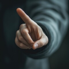 Poster - Close-up of a person pointing their finger, suitable for use in presentations or illustrations about communication and direction