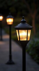 Aufkleber - Two streetlights on a sidewalk, simple and bright,