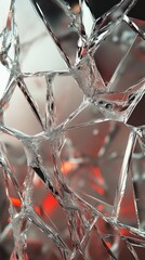 Poster - A close-up of a shattered glass with a red light shining through, suggesting a sense of urgency or danger