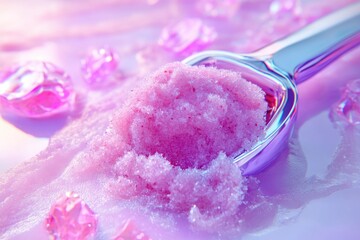 Poster - A scoop of pink sugar sitting on a table, perfect for decorating and photography