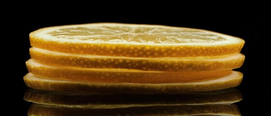 Aufkleber - Fresh orange slice on a shiny surface, great for food or lifestyle photography