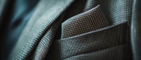 Poster - Close-up view of a man's suit pocket with details and texture