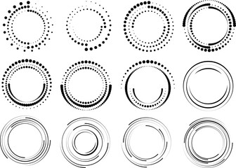 Wall Mural - Set of Doted and Simple Circles Design Elements