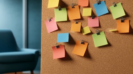 Poster - Bulletin board with colorful sticky notes on it