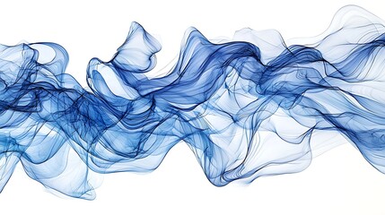 Poster - Artistic representation flowing lines in various shades blue, creating a serene abstract form perfect for calming interior designs or creative visuals.