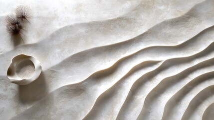 Poster - Textured wavy background creating relaxing spa ambiance with decorative elements