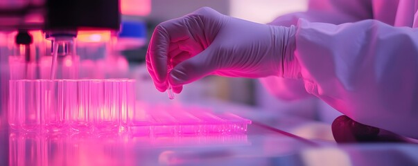 Aufkleber - Scientist placing test tube in rack in modern laboratory