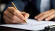 © Oddo Art - Close-up of a person's hand signing a document with a gold pen.