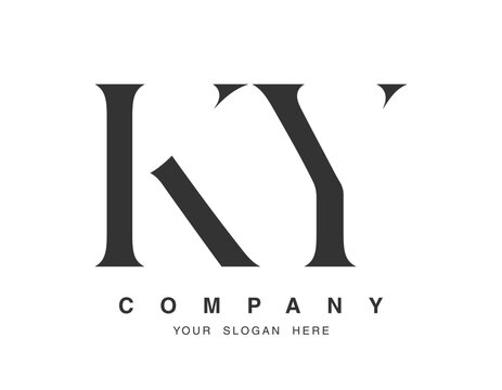 KY logo design. Initial letter k and y serif font style. Creative classic company name typography. Trendy logotype or identity.