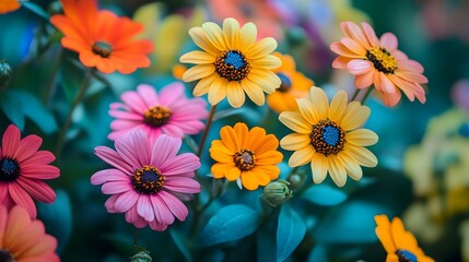 Poster - Colorful daisybushes blooming in garden, creating vibrant floral display