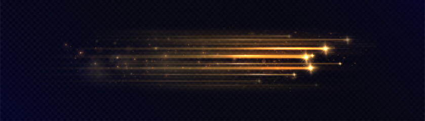 Leinwandbilder - Bright stream of vertical rays of golden glare of flickering lines. Realistic background with 2D effect. City night glow of bright rays.