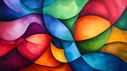 Poster - Colorful abstract painting showing intertwined shapes and vivid colors