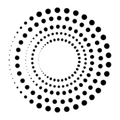 Wall Mural - halftone dotted speed lines circle. geometric art in circle form. round swirl movement symbol. halft