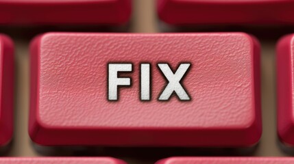 Poster - A red keyboard key with the word FIX, Solution problem repair button concept