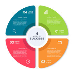 Poster - Pie chart with 4 parts or steps. Business infographics with icons