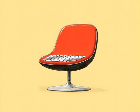 Retro Chair Keyboard for Yellow Background.