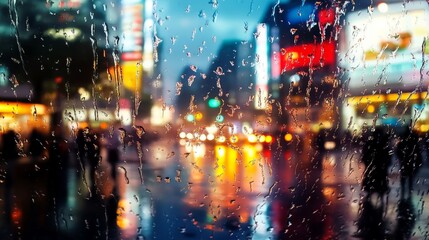 Poster - rain alters cityscape, offering a fresh outlook on well-known structures and landmarks as they shimmer in rain, Full HD, 32k Resolution