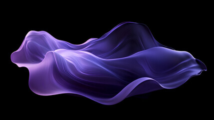 Poster - abstract fluid holographic iridescent purple curved wave in dark background 3d render. gradient desi