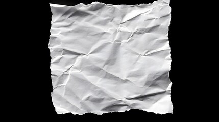 Poster - Crumpled white paper piece on black background creating dramatic contrast