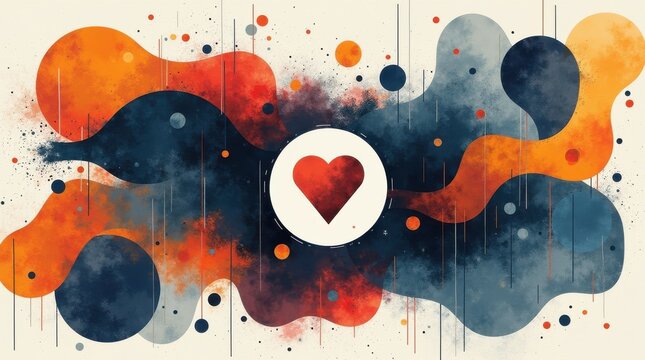 Artistic inspiration abstract heart design in vibrant colors graphic illustration emotional environment