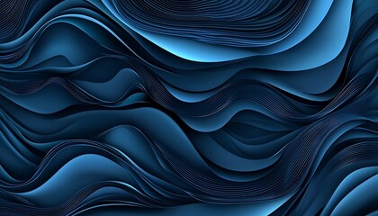 Poster - Blue wavy lines vector banner, showcasing abstract design elements ideal for modern templates or creative illustrations.