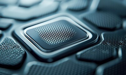 Poster - Detailed close-up captures the geometric texture of a modern, metallic surface design.