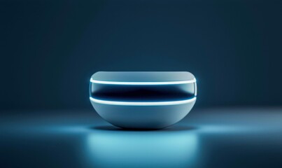 Poster - Luminous platform, a minimalist product display with glowing lights, perfect for showcasing modern tech.
