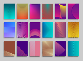 Canvas Print - Vibrant abstract lines poster background vector set
