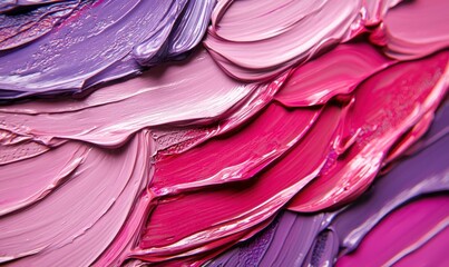 Poster - Close-up shows vividly textured strokes of pink, rose, and violet oil paint swirled together.