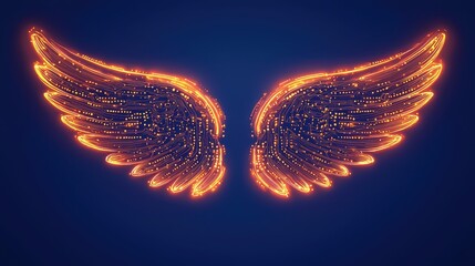 Poster - Ethereal golden wings digital art fantasy realm vibrant glow abstract viewpoint