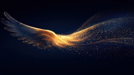 Poster - Dynamic golden wing motion abstract space digital art ethereal environment close-up freedom concept