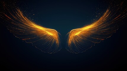 Poster - Dynamic golden wings displaying freedom and elegance in abstract art environment