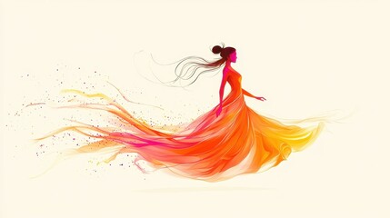 Poster - Graceful dance of colorful figure abstract art vibrant atmosphere artistic expression