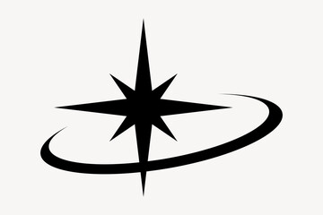 Poster - compass star with circular swoosh vector