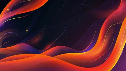 Poster - Dynamic Abstract Waves Energetic Flowing Lines in Orange, Purple, and Black Evoke Movement and Creativity in Vibrant Visual Experience