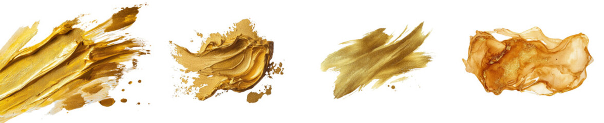 Aufkleber - This picture shows oil paint brush strokes with a grunge effect, in yellow and brown hues, isolated against a plain white background