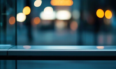 Poster - Reflective surface captures vibrant bokeh lights against a blurred urban backdrop at night.