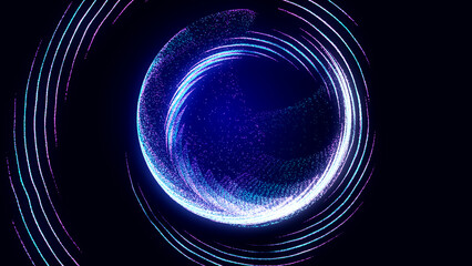 Fototapete - Abstract twisted, cosmic wormhole. Technology background. Data network. 3D rendering.