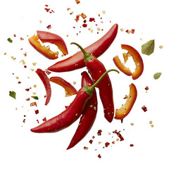 Poster - The concept of vegetable ingredients in food is illustrated by a fresh red chili pepper that has been sliced and isolated on a white background, shown from the top