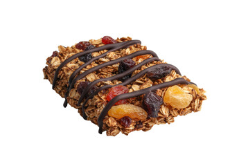 Poster - A top view of crunchy granola and muesli with chocolate and cherry pieces, isolated on a white background