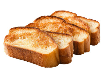 Poster - Fried slices of whole wheat toast are presented in isolation on a white background
