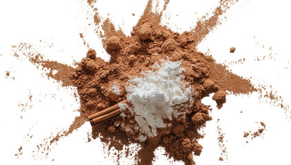 Aufkleber - Cinnamon powder is isolated on a white background and shown from the top