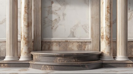 Poster - Elegant marble interior with columns and a circular platform