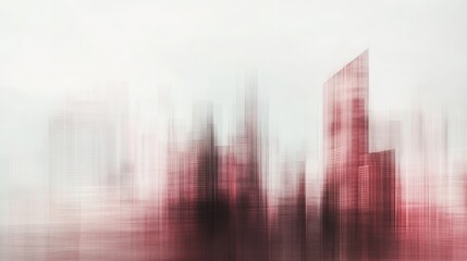 Aufkleber - Abstract city skyline with blurred buildings in red tones